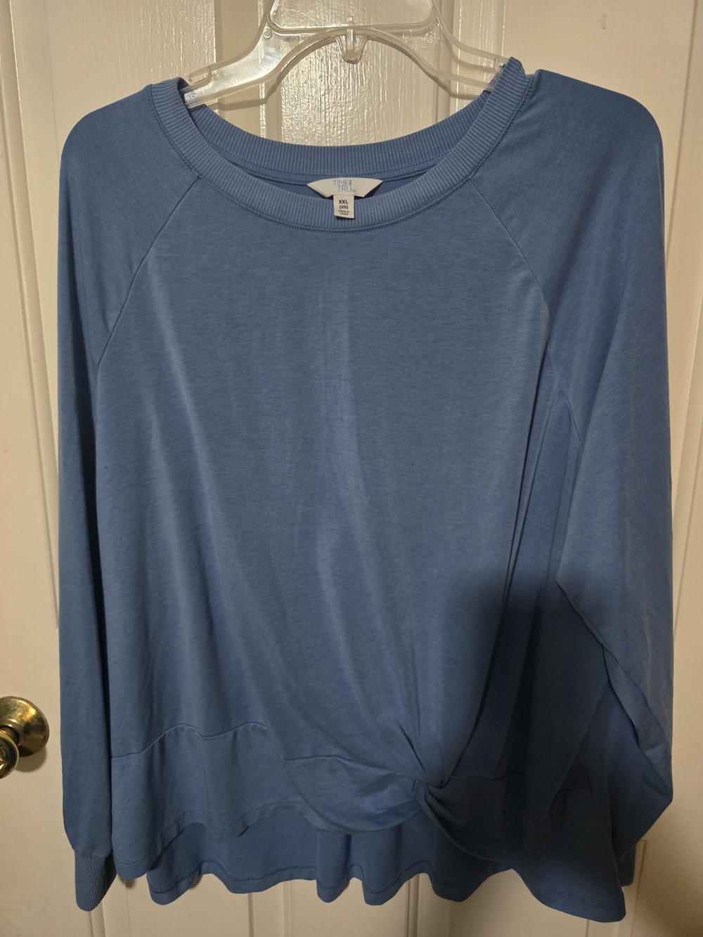 Light Blue Women's Knot Hem Pullover Top